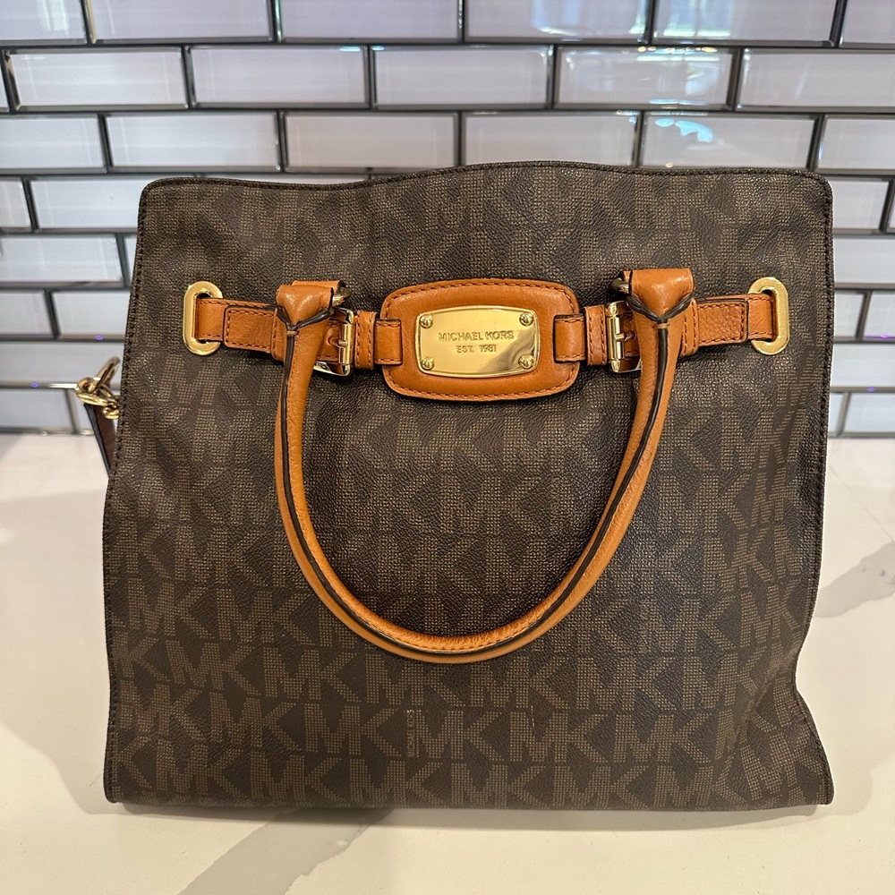 Michael Kors Dark Brown Tote with Gold Accents